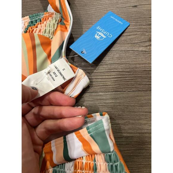 NWT Cupshe Swirl Push-Up Bikini Top & Smocked Bottoms Set - Picture 4 of 6